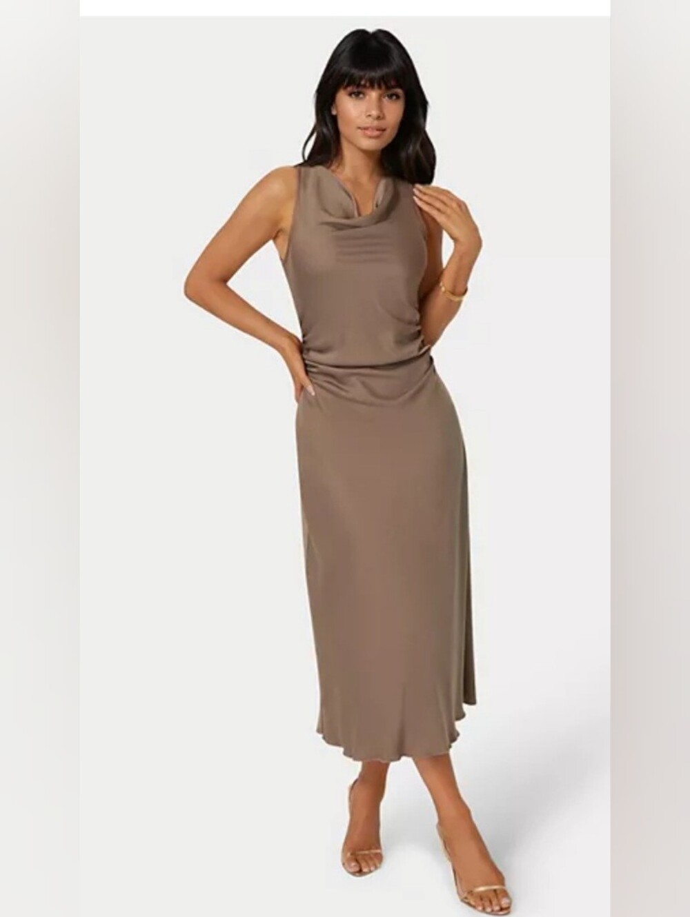 Women's bebe Crepe Satin Cowl Maxi Dress